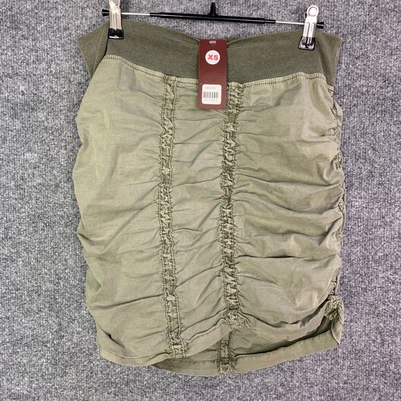 NEW XCVI The Trace Skirt XS Olive Green Straight Ruched Pull On Stretch Casual - Picture 1 of 8